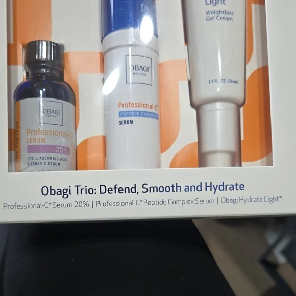 Obagi Trio- Pro-C 20% Serum, Peptide Complex & Hydrate Light Gel Cream Set.